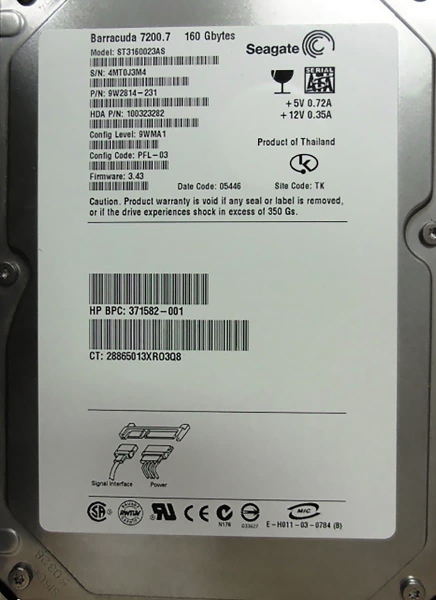 Жесткий диск HP 160Gb 7200 SATA 3.5" HDD