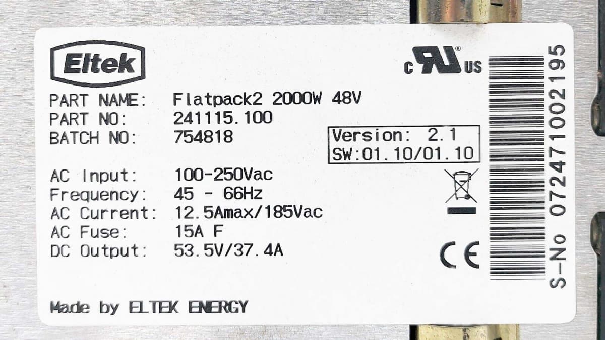 Блок питания Eltek Flatpack2 48/2000 2000W