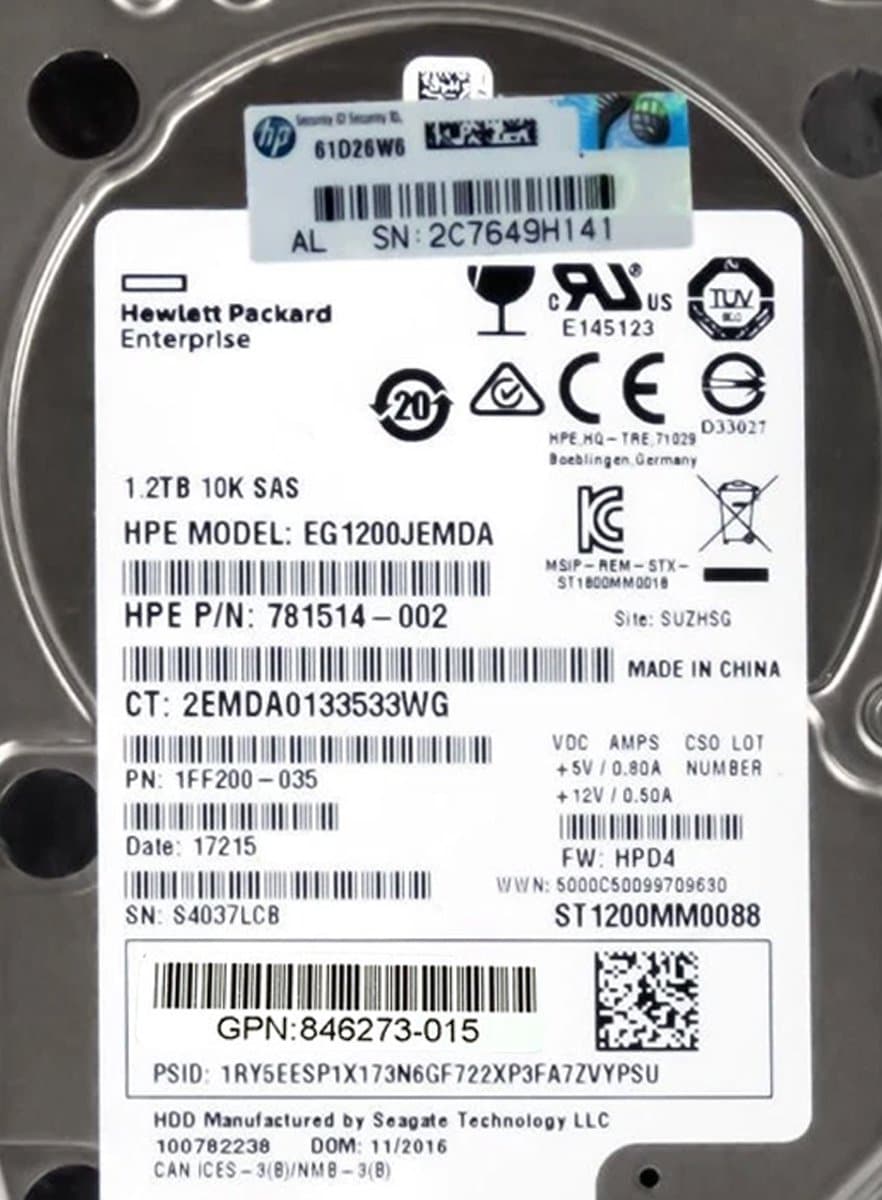 Жесткий диск HP 1,2Tb 10000 SAS 2.5" HDD