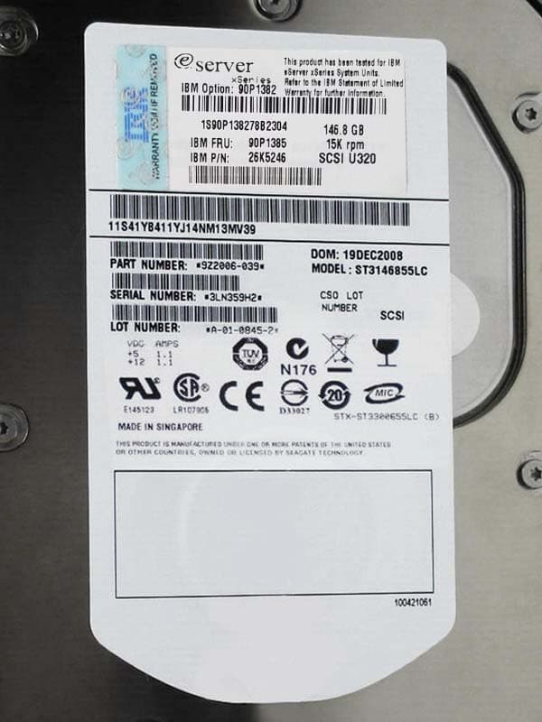 Жесткий диск IBM 90P1385 146,8Gb 15000 U320SCSI 3.5" HDD