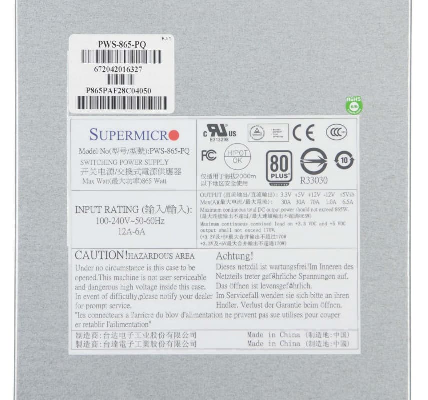 Блок Питания SuperMicro PWS-865-PQ 865W