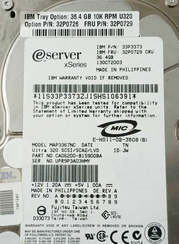 Жесткий диск IBM 33P3373 36,4Gb  U320SCSI 3.5" HDD
