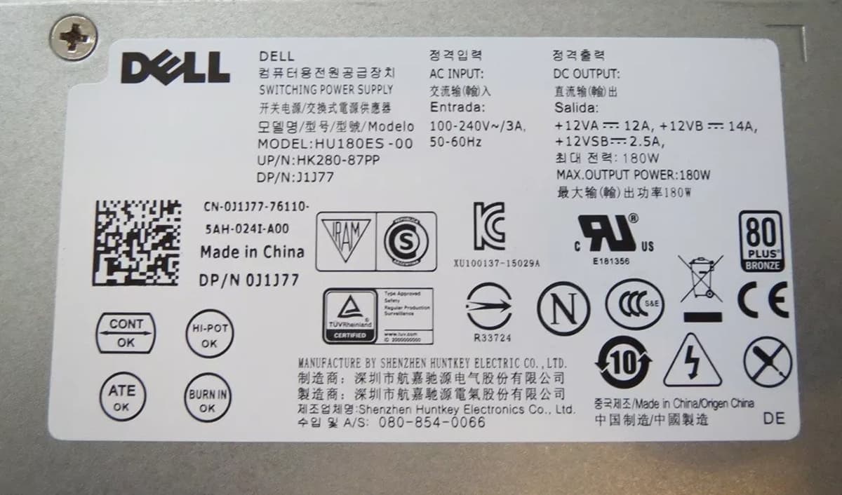 Блок питания Dell J1J77 180W