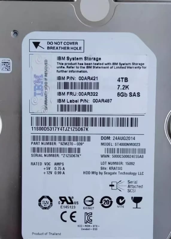 Жесткий диск IBM 00AR487 4Tb 7200 SAS 3,5" HDD
