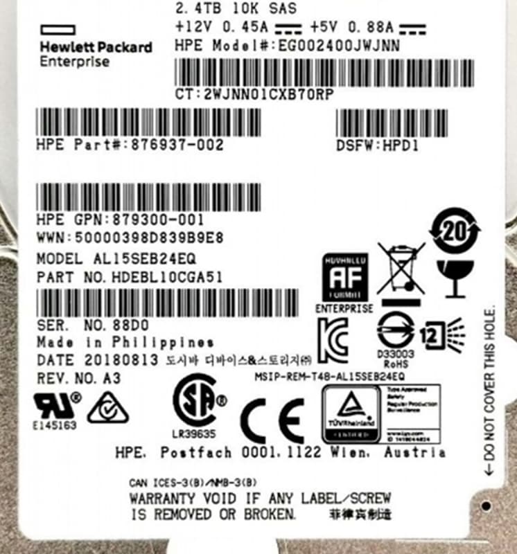 Жесткий диск HP 876937-002 2,4Tb 10500 SAS 2.5" HDD