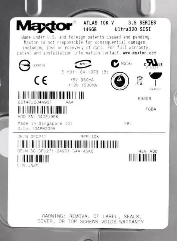 Жесткий диск Dell FC271 146Gb  U320SCSI 3.5" HDD