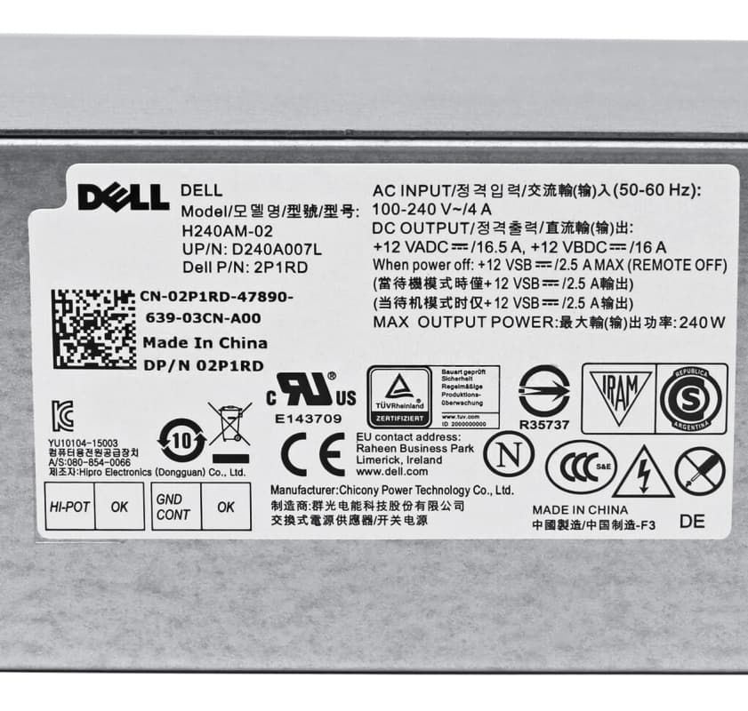 Блок Питания Dell 02P1RD 240W