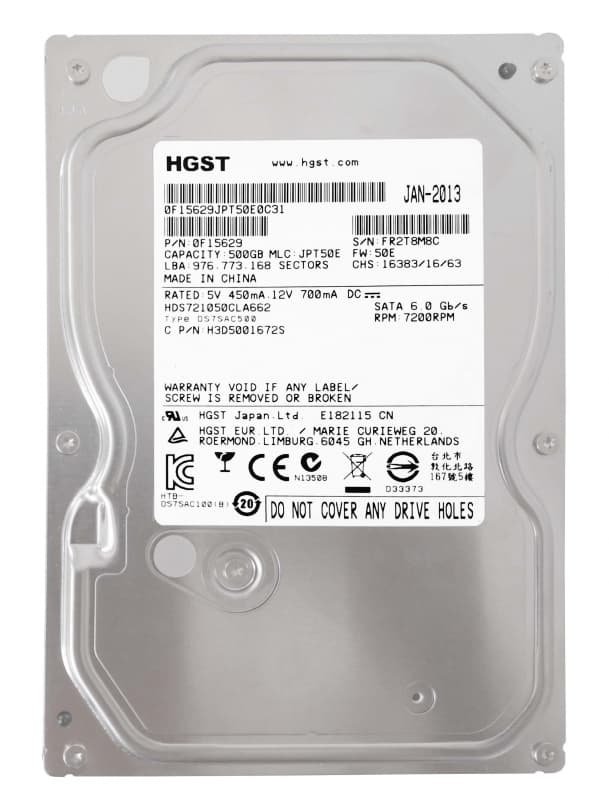 Жесткий диск HGST 0F15629 500Gb 7200 SATAIII 3.5" HDD