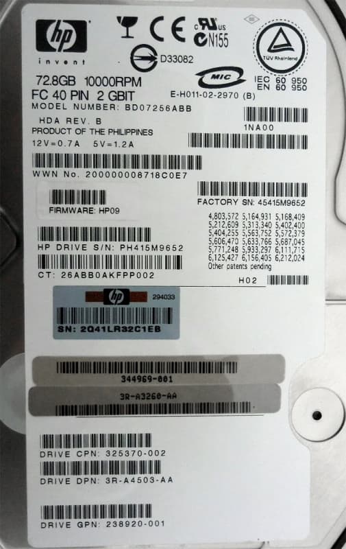 Жесткий диск HP 325370-002 72,8Gb  Fibre Channel  3,5" HDD