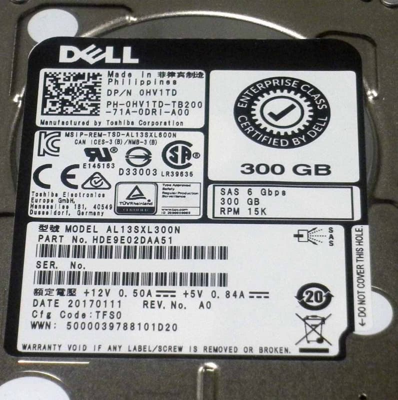 Жесткий диск Dell AL13SXL300N 300 Gb SAS 2,5" HDD