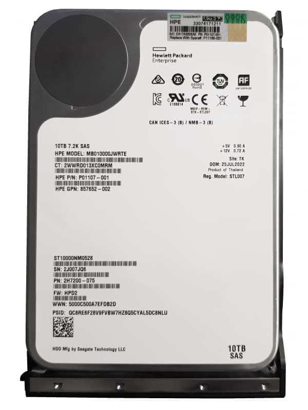 Жесткий Диск HPE P01107-001 10Tb 7200 SAS 3,5" HDD