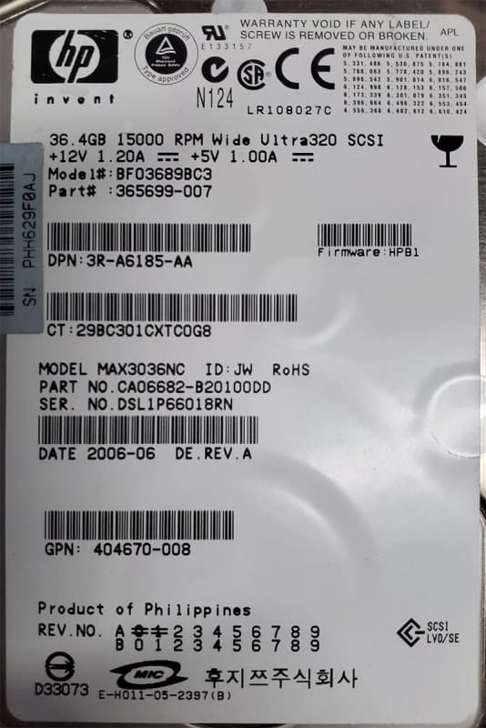 Жесткий диск HP 3R-A6185-AA 36,4Gb  U320SCSI 3.5" HDD