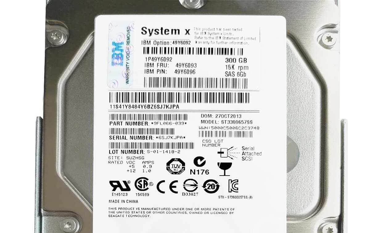 Жесткий диск IBM 49Y6092 300Gb  SAS 3,5" HDD