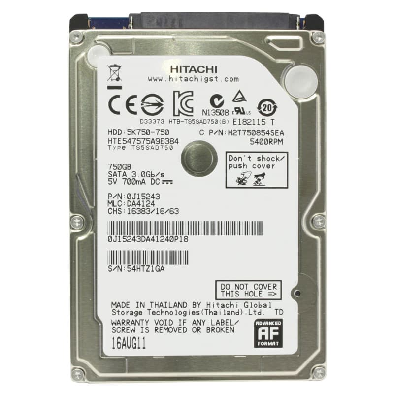 Жесткий диск Hitachi 0J15243 750Gb 5400 SATAII 2,5" HDD