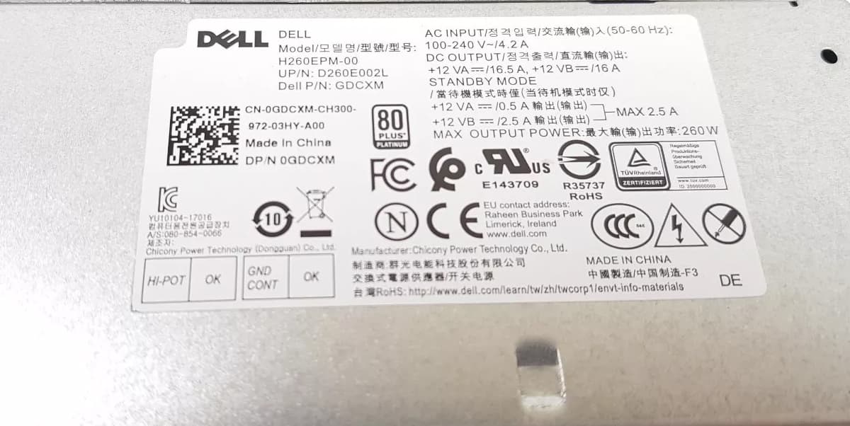 Блок Питания Dell GDCXM 260W
