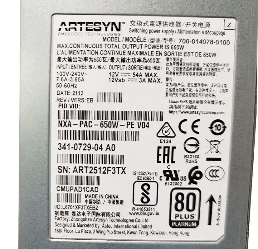 Блок Питания Cisco 341-0729-04 650W