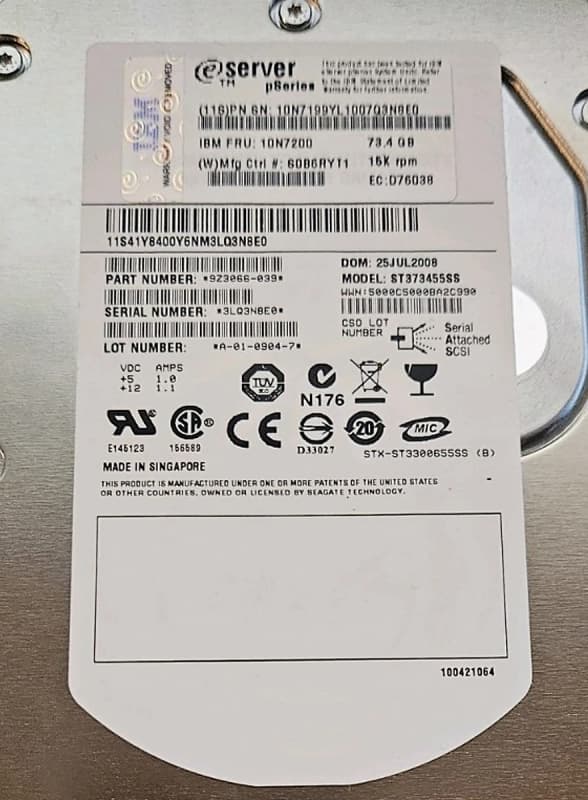 Жесткий диск IBM 10N7200 73,4Gb  SAS 3,5" HDD