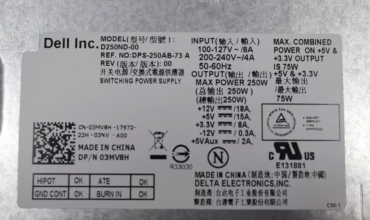 Блок Питания Dell D250ND-00 250W