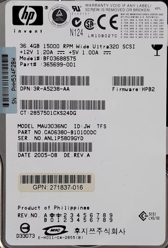 Жесткий диск HP 271837-016 36,4Gb  U320SCSI 3.5" HDD