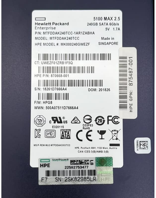 Жесткий диск HP 875487-001 240Gb SATAIII 2,5" SSD