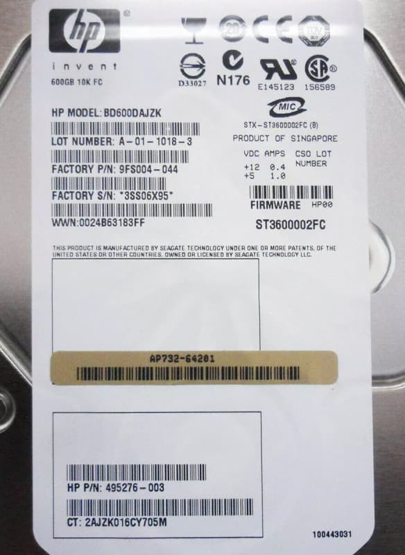 Жесткий диск HP 9FS004-044 600Gb  Fibre Channel  3,5" HDD