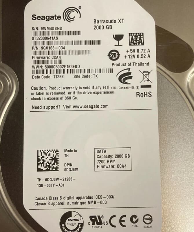 Жесткий диск Dell 0DGJ6W 2Tb 7200 SATAIII 3.5" HDD