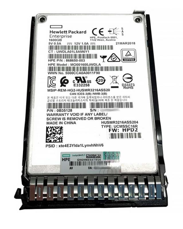 Жесткий диск HP 873570-001 1,6Tb SAS 2,5" SSD