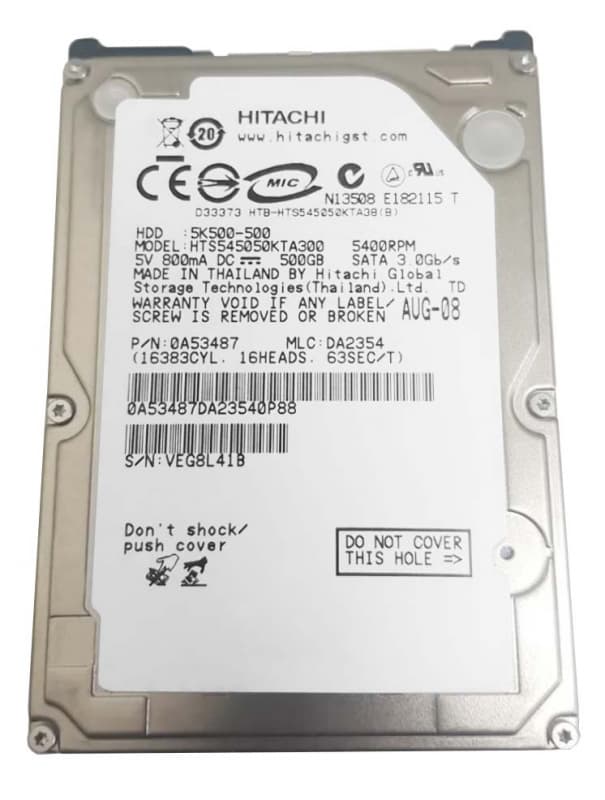 Жесткий диск Hitachi HTS545050KTA300 500Gb 5400 SATAII 2.5" HDD