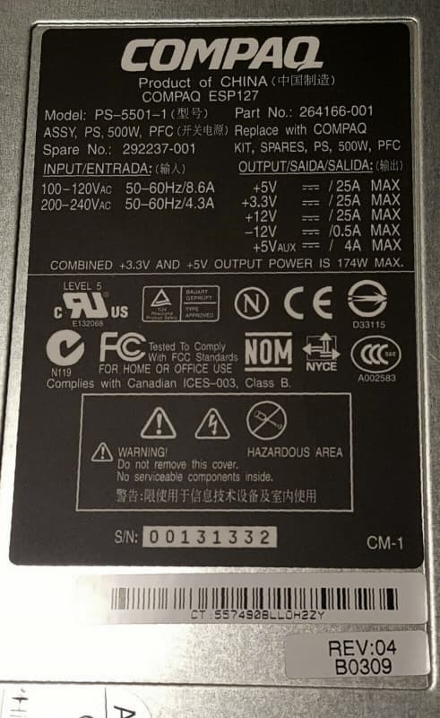 Резервный Блок Питания HP PS-5501-1 500W