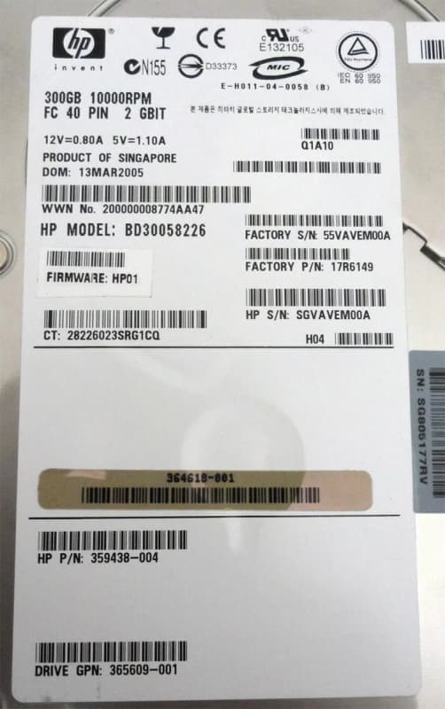 Жесткий диск HP EVA AG718A 300Gb Fibre Channel 3,5" HDD