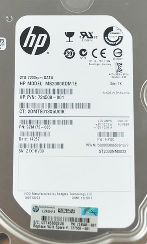 Жесткий диск HP MB2000GDMTE 2Tb SATAIII 3.5" HDD