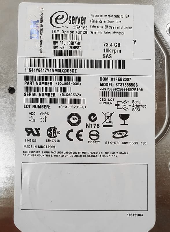 Жесткий диск IBM 9DL066-039 73,4Gb  SAS 3,5" HDD