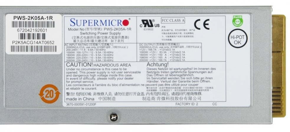 Блок Питания SuperMicro 672042192601 2000W
