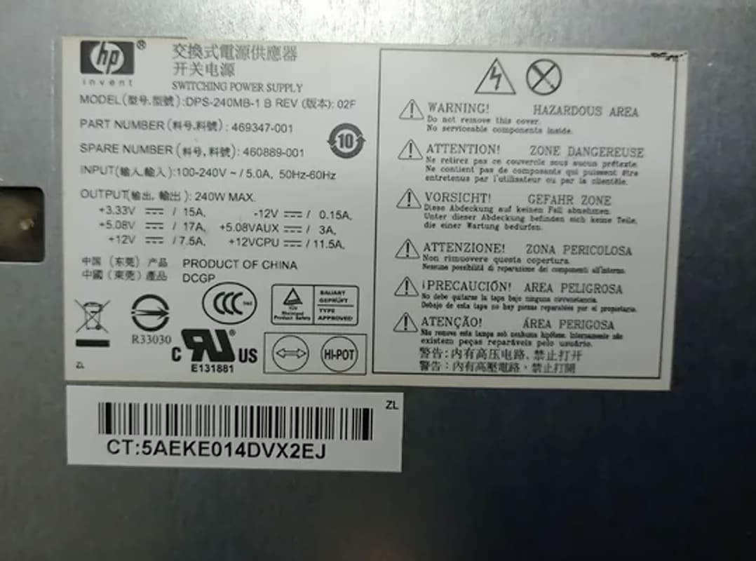 Блок Питания HP DPS-240MB-1 B 240W