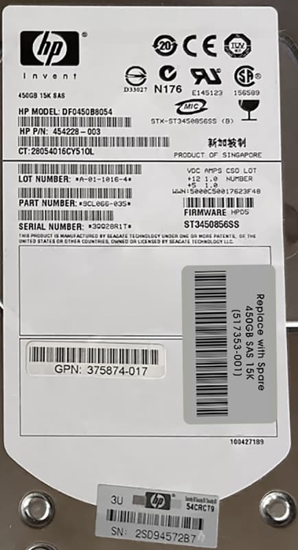 Жесткий диск HP 517353-001 450Gb 15000 SAS 3,5" HDD