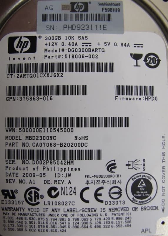 Жесткий диск HP CA07068-B20200DC 300Gb  SAS 2,5" HDD