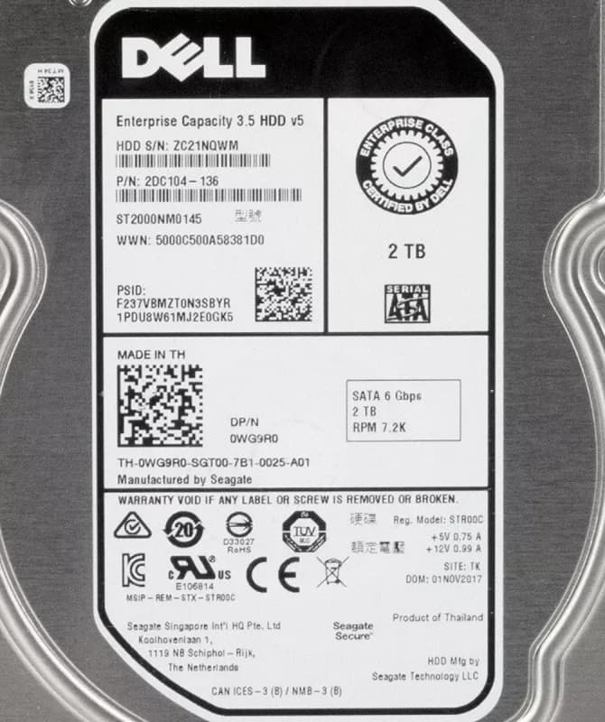 Жесткий диск Dell 2DC104-136 2Tb 7200 SATAIII 3.5" HDD