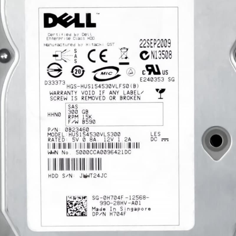 Жесткий диск Dell 0H704F 300Gb 15000 SAS 3,5" HDD