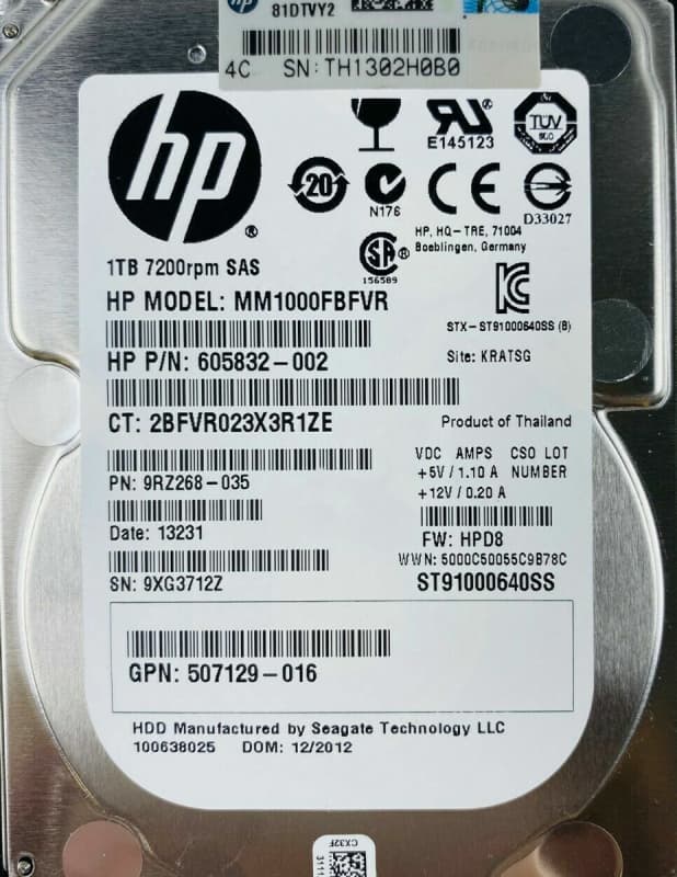 Жесткий диск HP 652747-002 1Tb  SAS 2,5" HDD