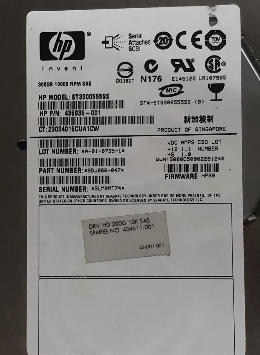 Жесткий диск HP 146Gb 10000 SAS 3.5" HDD 434701-001