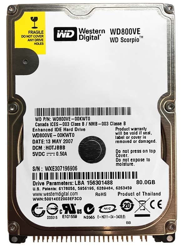 Жесткий диск Western Digital WD800VE 80Gb 5400 IDE 2,5" HDD