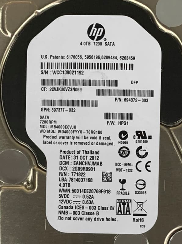 Жесткий диск HP 397377-032 4Tb 7200 SATAIII 3.5" HDD