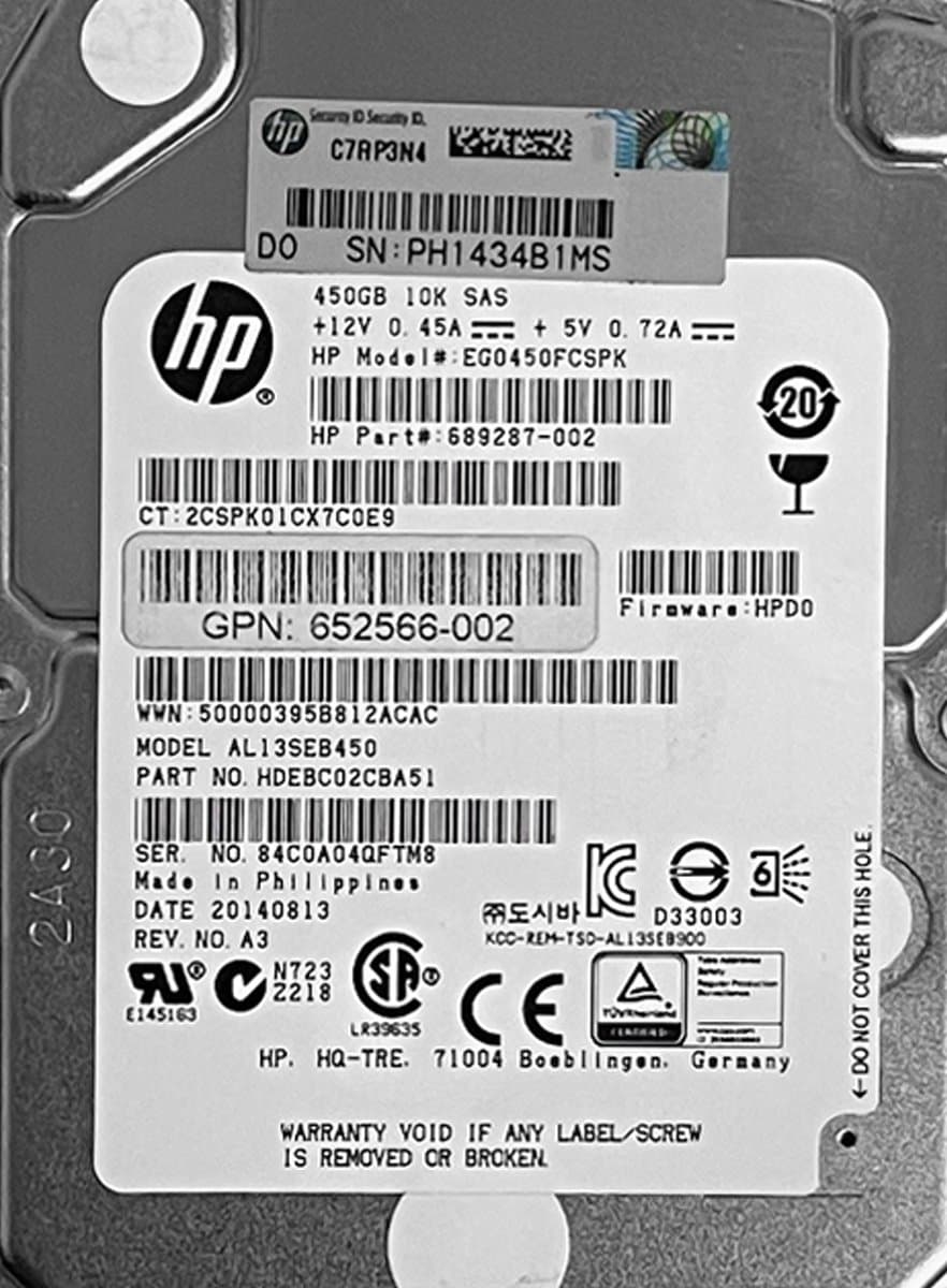 Жесткий диск HP 450Gb 10000 SAS 2.5" HDD EG0450FCSPK