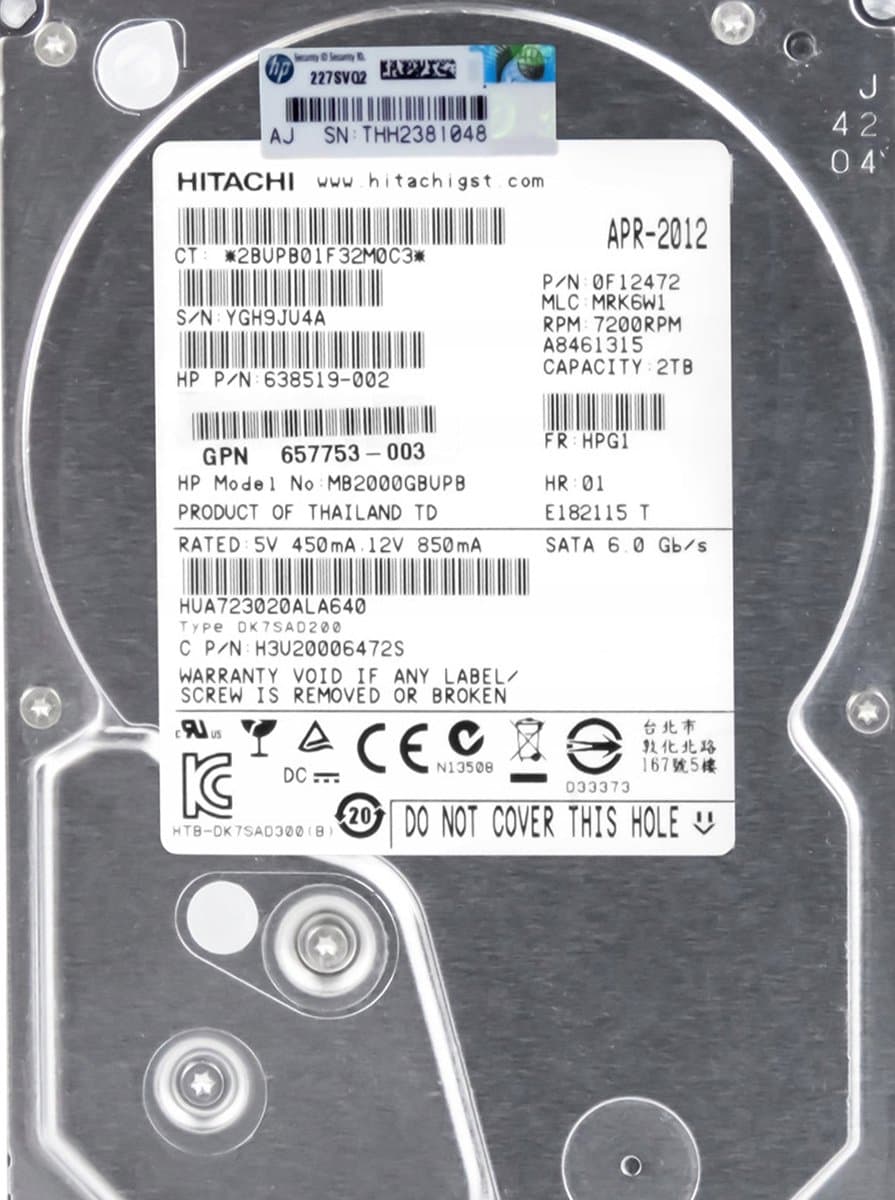 Жесткий диск HP 2Tb 7200 SATAIII 3.5" HDD 0F12472