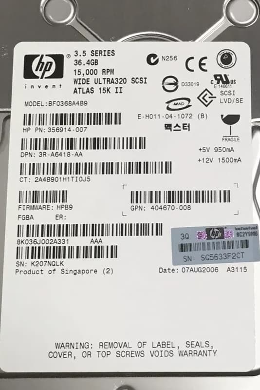 Жесткий диск HP 3R-A6418-AA 36,4Gb U320SCSI 3.5" HDD
