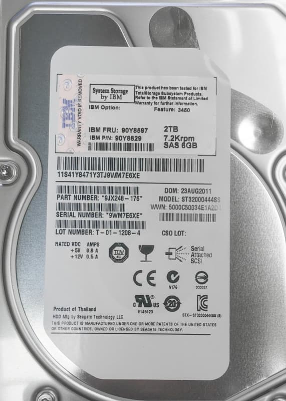 Жесткий диск IBM 90Y8629 2Tb 7200 SAS 3,5" HDD