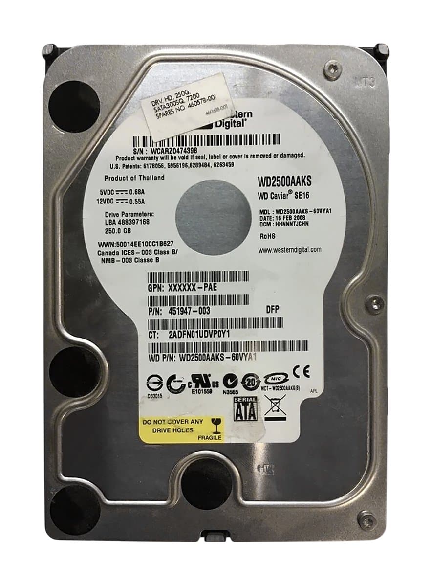 Жесткий диск HP 250Gb 7200 SATAII 3.5" HDD 460618-001