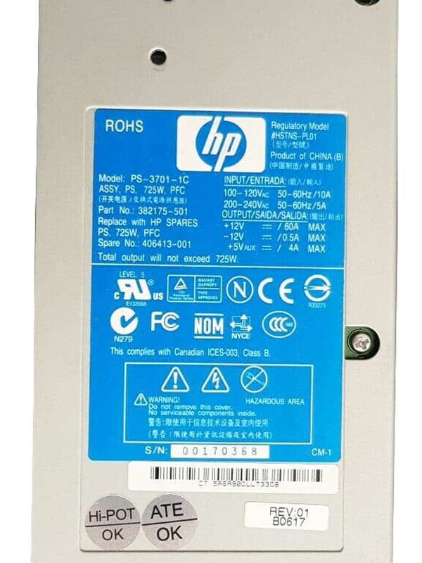 Резервный Блок Питания HP 384168-B21 725W