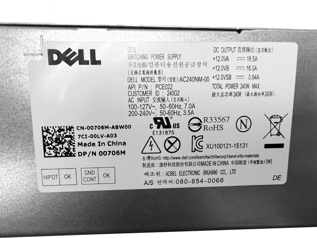 Блок Питания Dell PCE022 240W