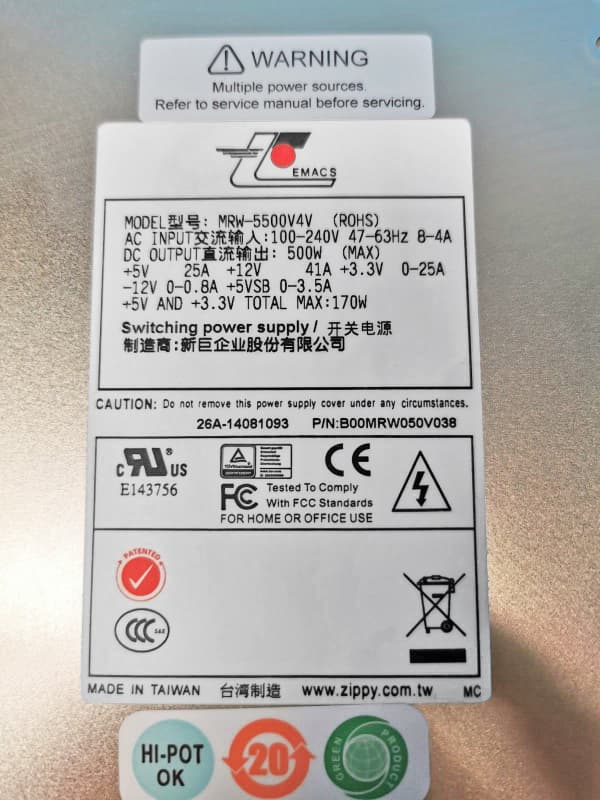 Корзина с Резервными Блоками Питания Emacs MRW-5500V4V 2x500W